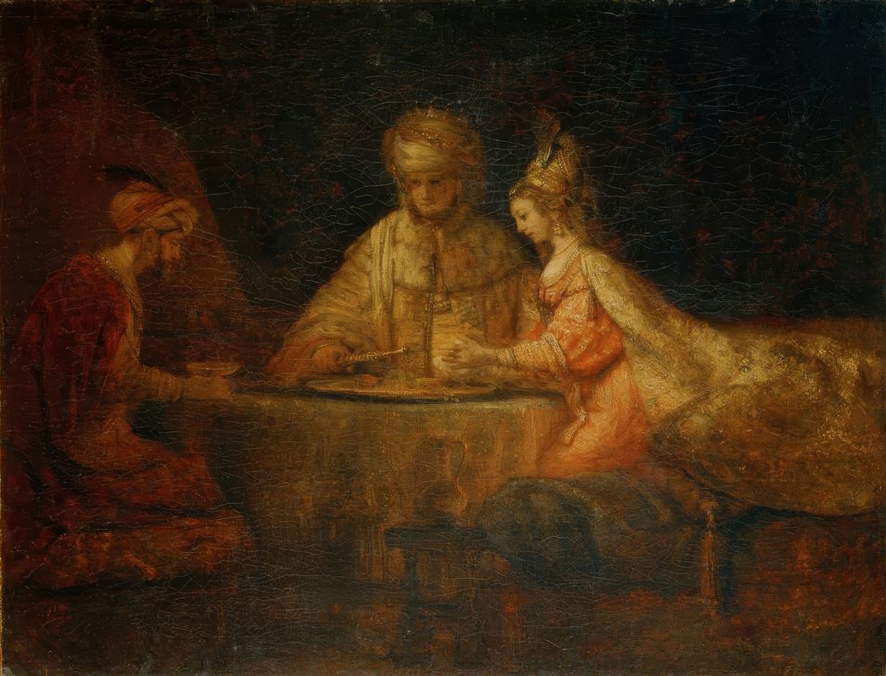 Eszter lakomája Ahasverrel és Hámánnal alkotó: Rembrandt van Rijn