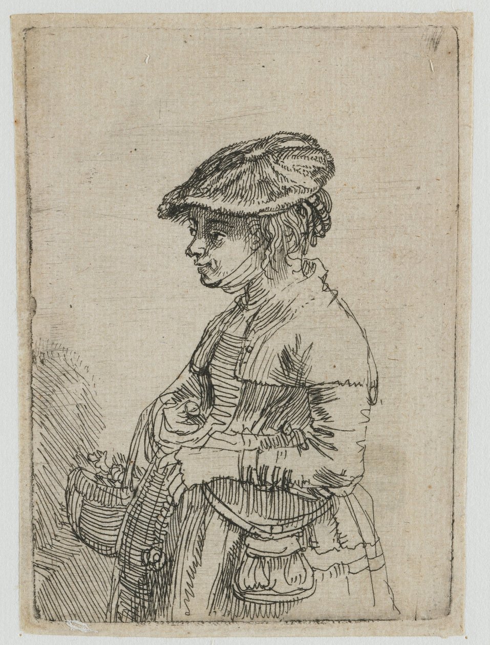 Kosárral rendelkező lány alkotó: Rembrandt van Rijn