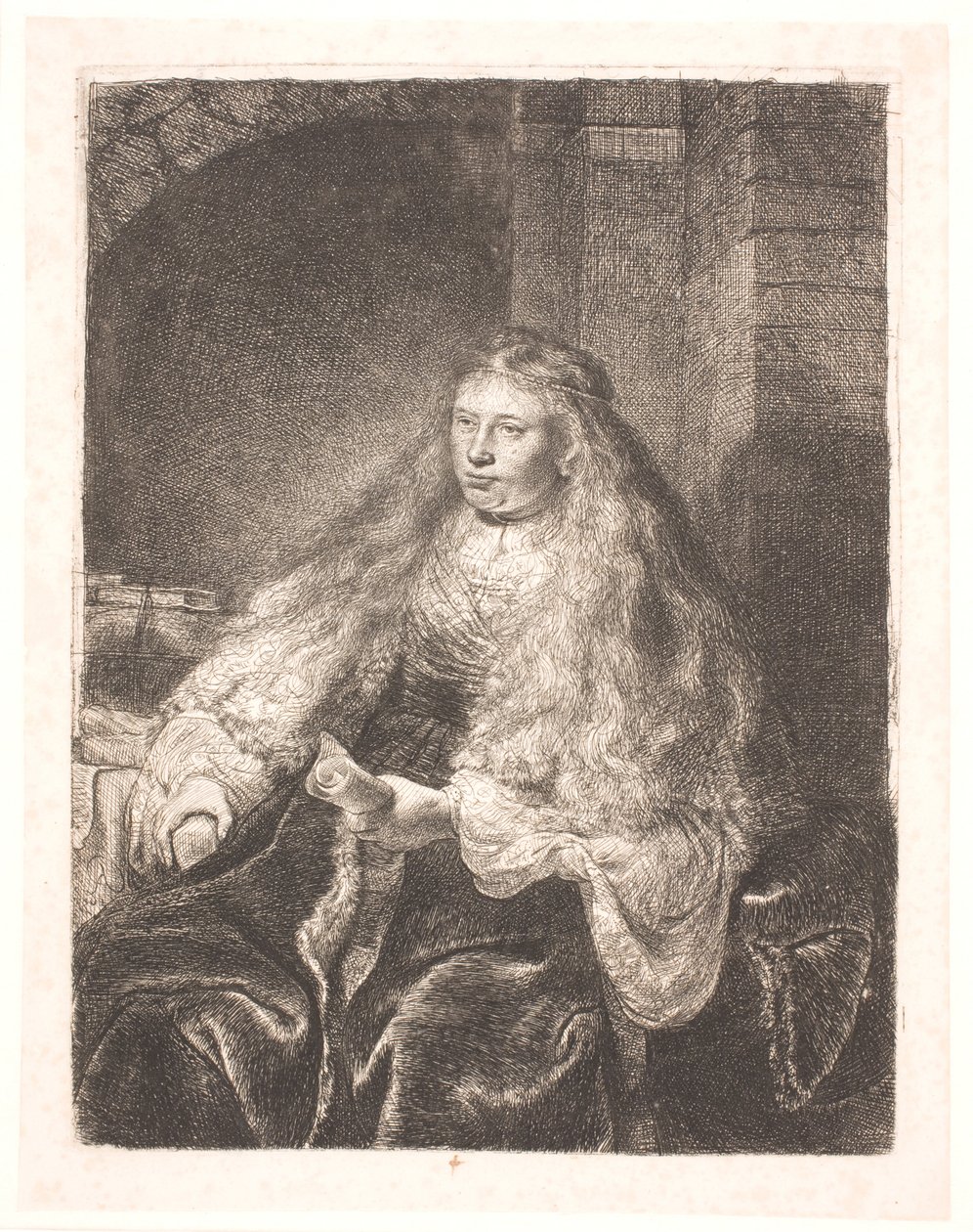 Vállára hulló hajú lány (a "nagy zsidó menyasszony") alkotó: Rembrandt van Rijn