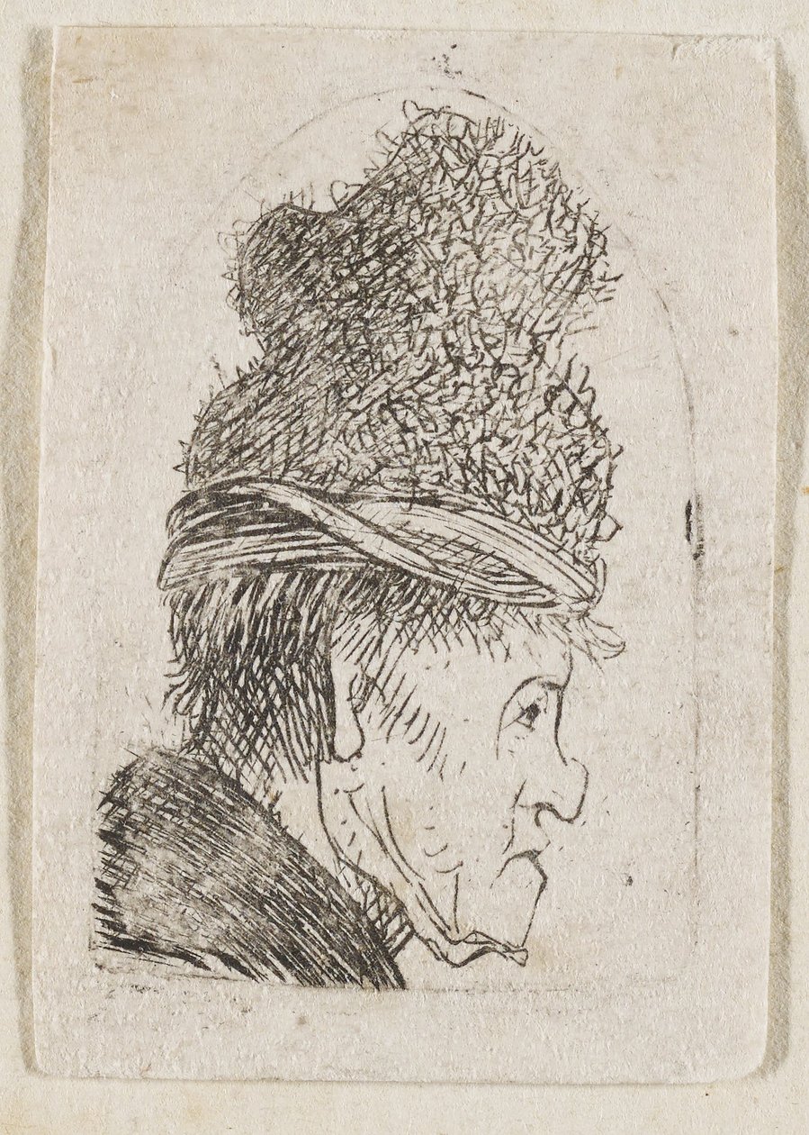 Groteszk profil: A magas sapkás férfi alkotó: Rembrandt van Rijn