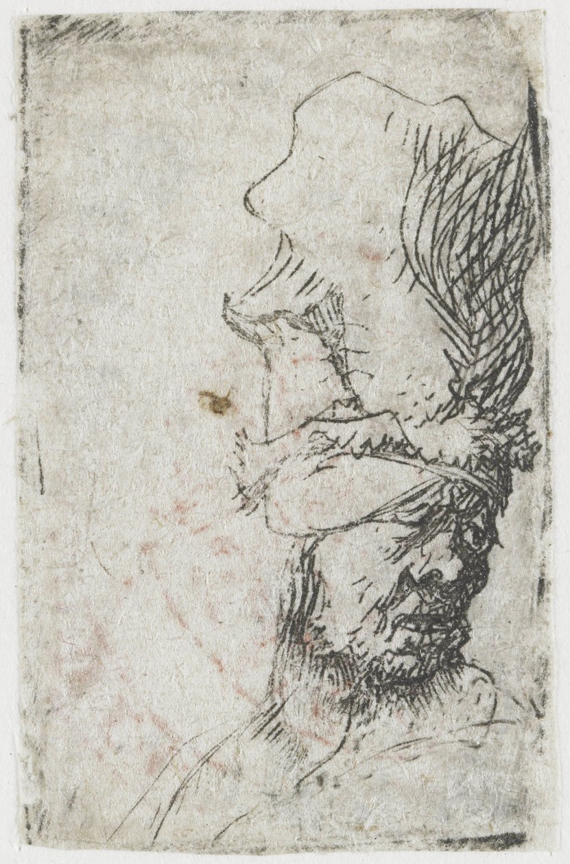 Magas sapkás férfi feje alkotó: Rembrandt van Rijn