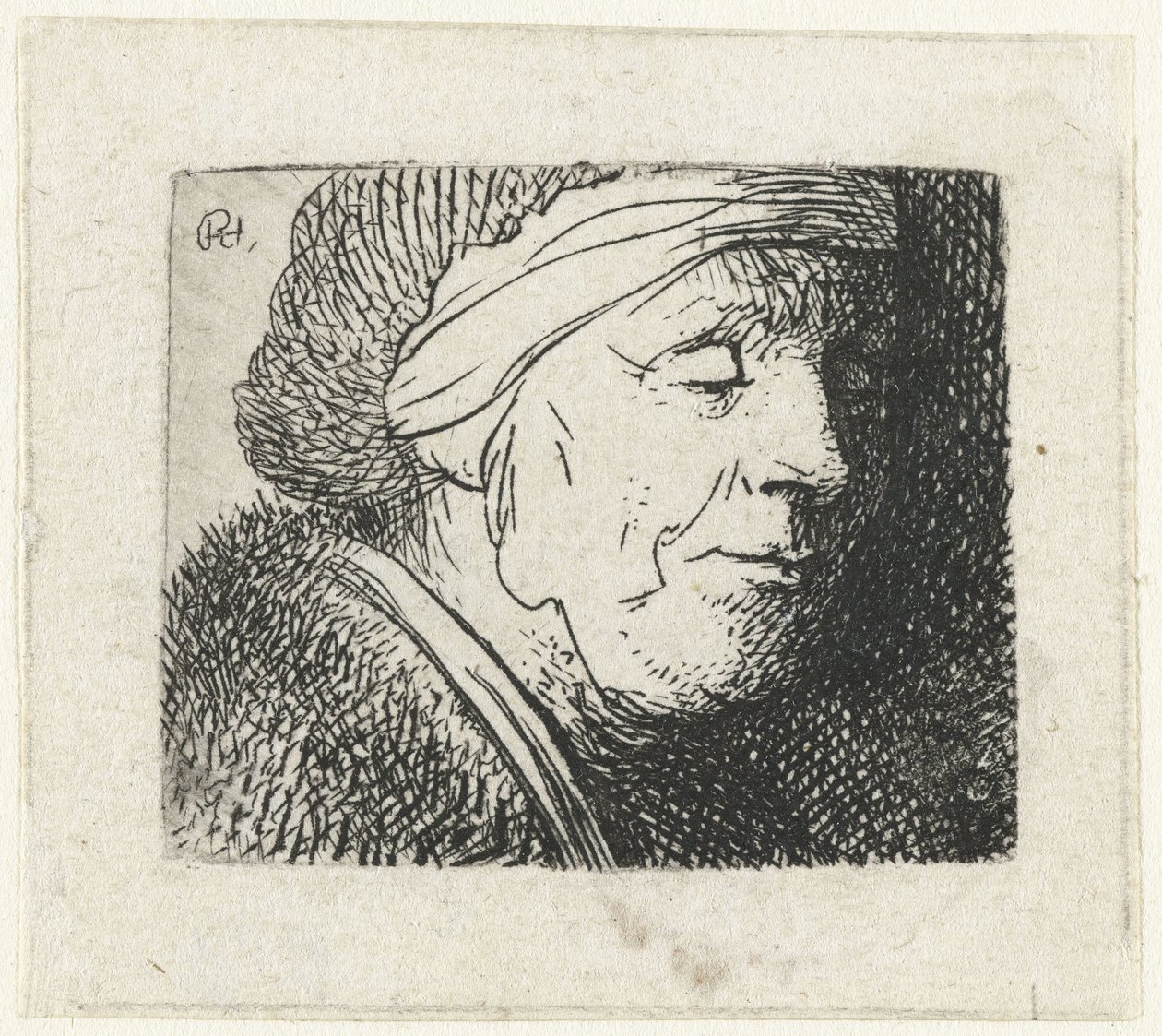 Egy öregasszony feje alkotó: Rembrandt van Rijn