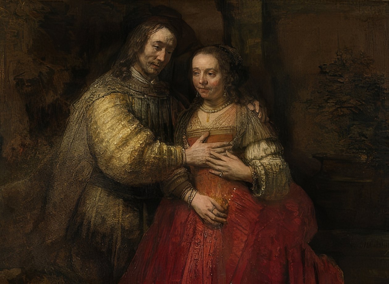 Izsák és Rebeka, A zsidó menyasszonya. 1665-69 körül alkotó: Rembrandt van Rijn