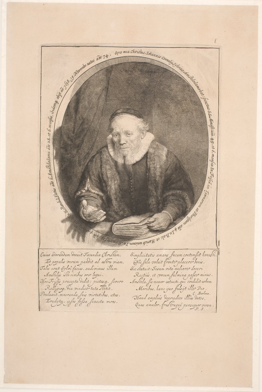 Jan Cornelis Sylvius, prédikátor: halála után készült portré alkotó: Rembrandt van Rijn