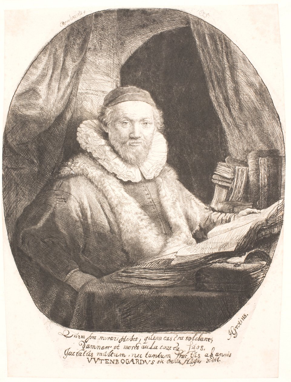 Jan Uytenbogaert, az arminiánusok szektájának prédikátora alkotó: Rembrandt van Rijn