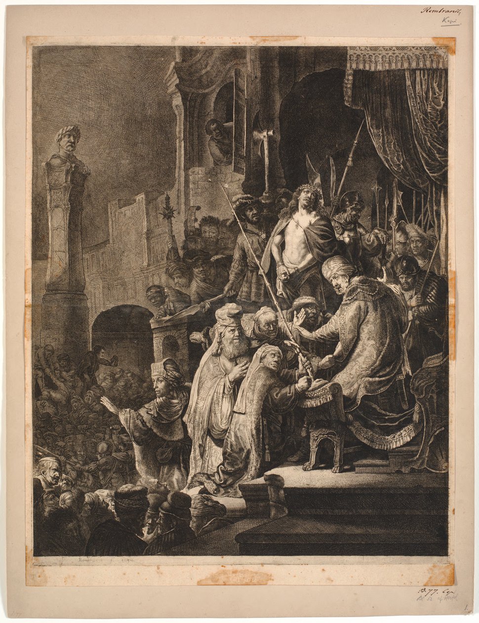 Jézus Pilátus előtt alkotó: Rembrandt van Rijn
