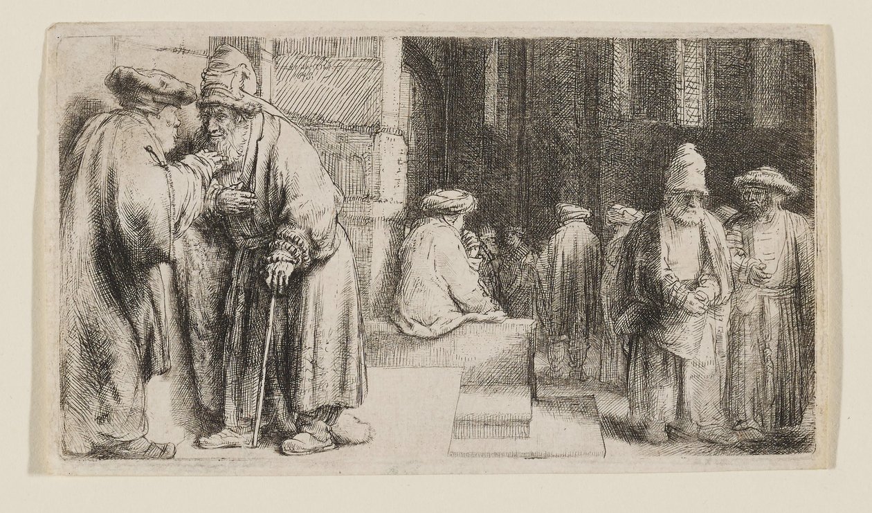 Zsidók egy zsinagógában alkotó: Rembrandt van Rijn