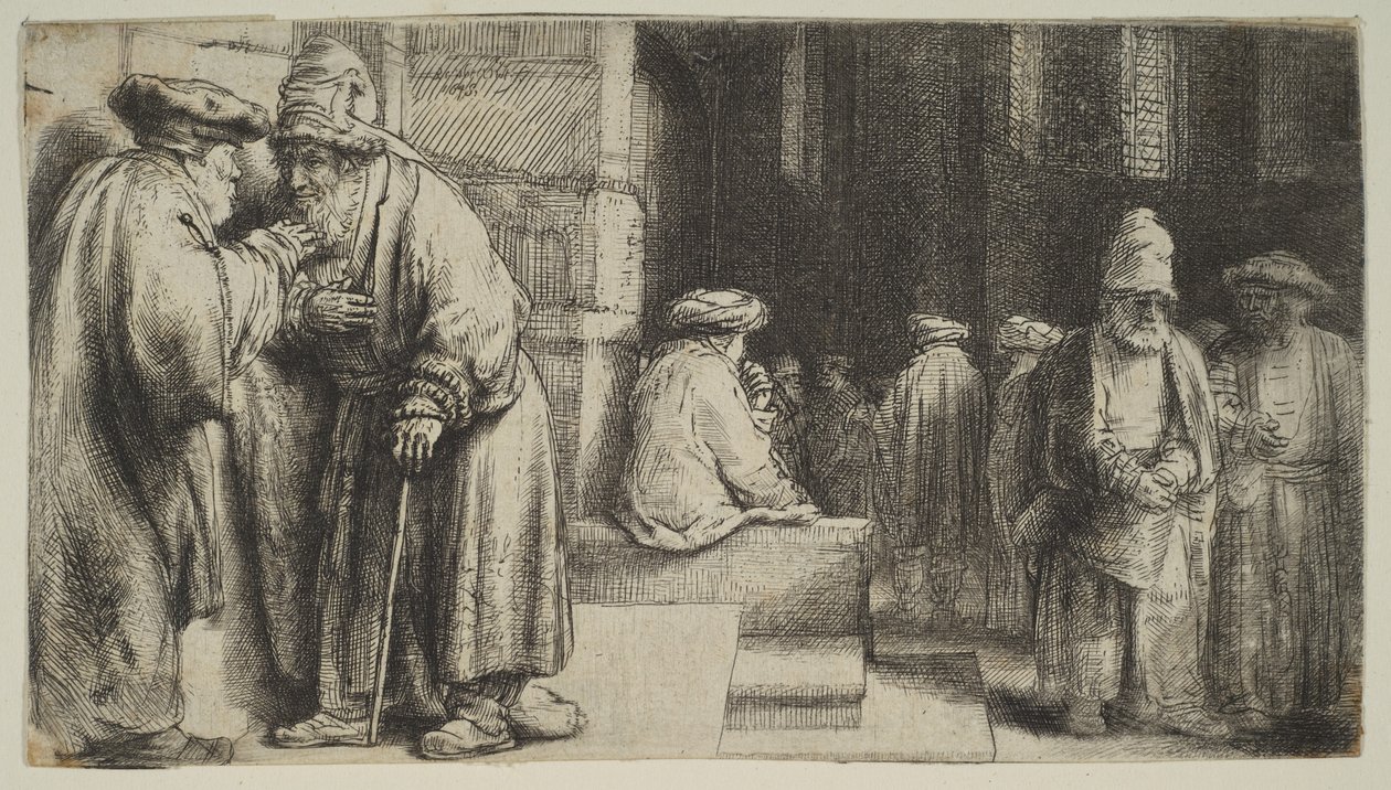 Zsidók a zsinagógában, 1648. alkotó: Rembrandt van Rijn
