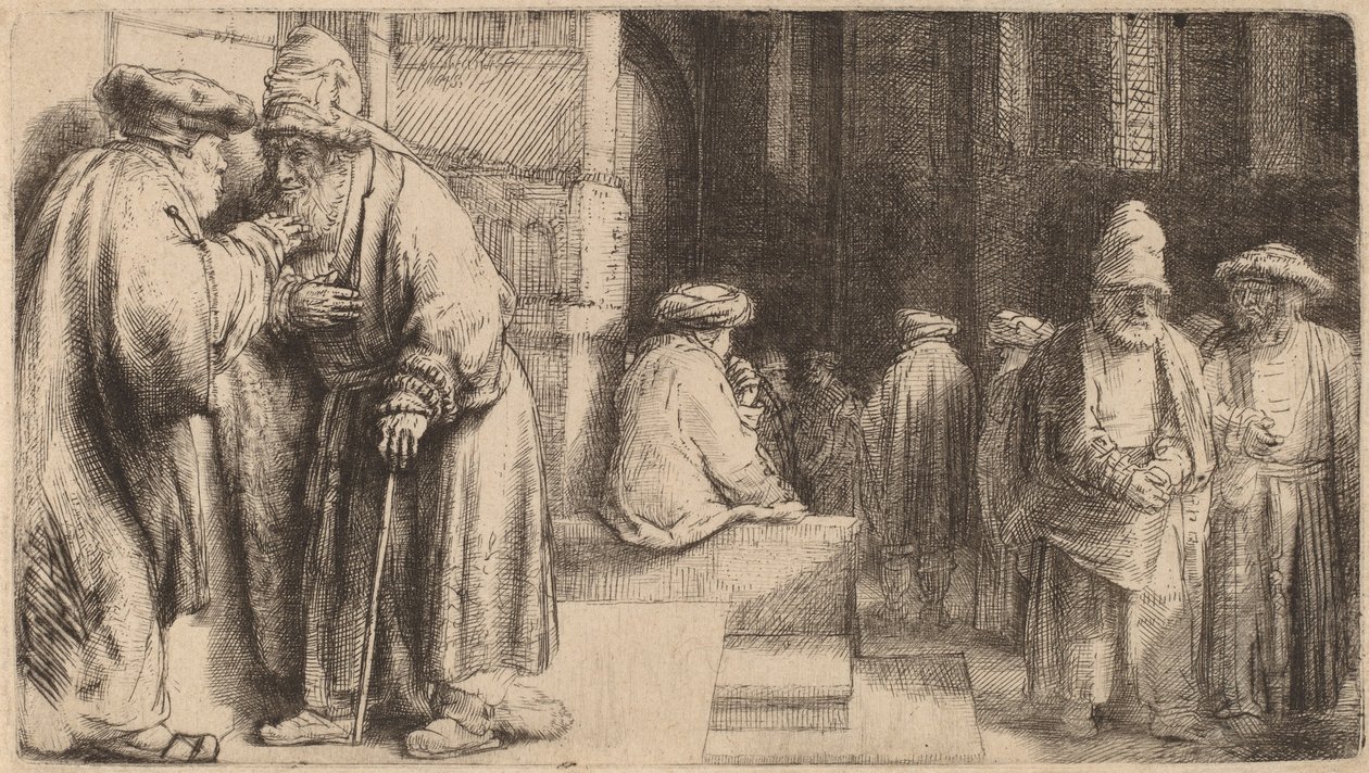 Zsidók a zsinagógában, 1648 alkotó: Rembrandt van Rijn