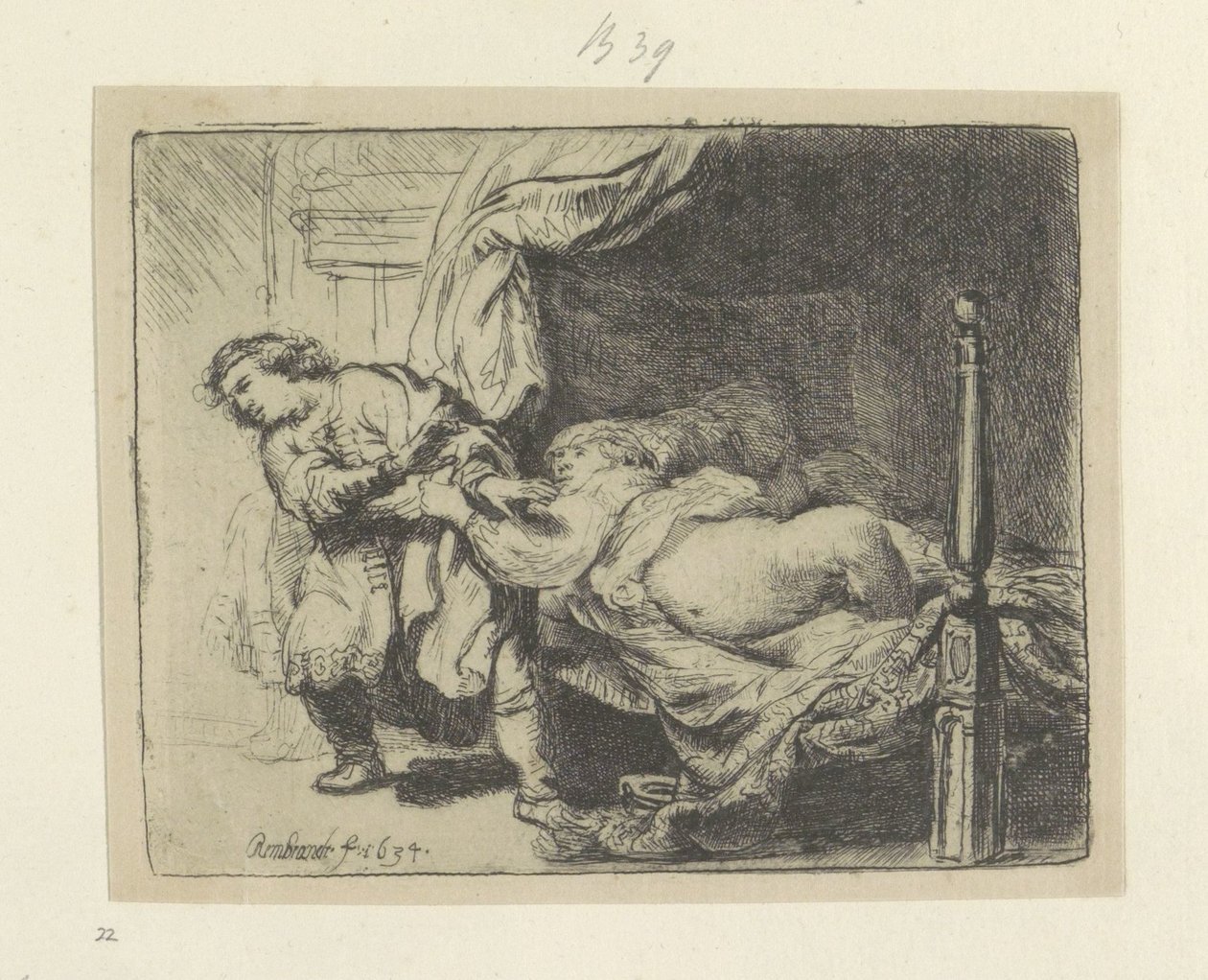 Jozef en de vrouw van Potifar Nyolcvanöt eredeti nyomat gyűjteménye (sorozat címe) alkotó: Rembrandt van Rijn