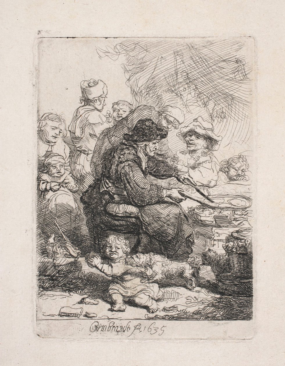 Palacsintát sütő nő alkotó: Rembrandt van Rijn