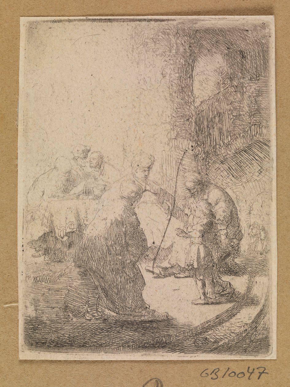 Krisztus mint gyermek és az írástudók. Kis tányér alkotó: Rembrandt van Rijn