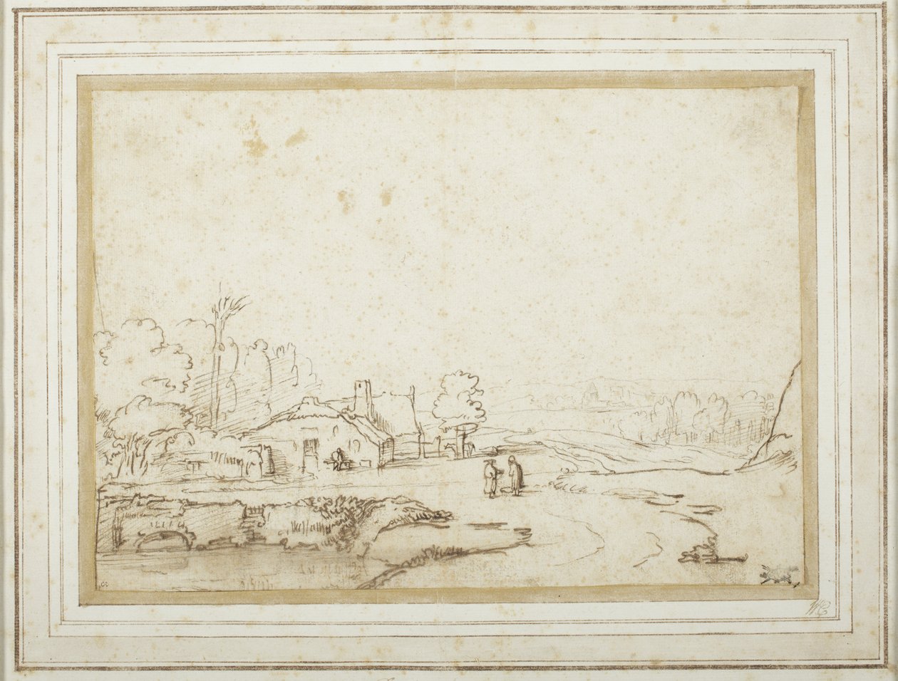 Tájkép egy tó részletével alkotó: Rembrandt van Rijn