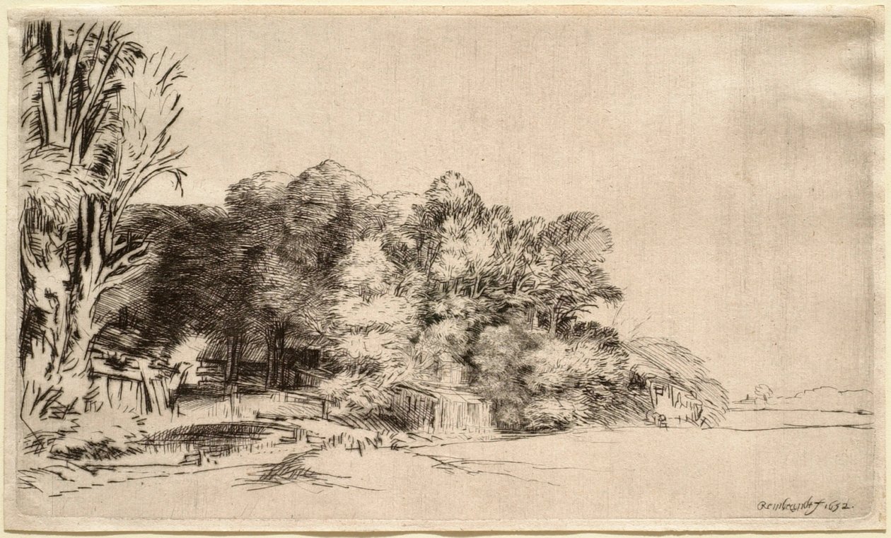 Tájkép facsoporttal alkotó: Rembrandt van Rijn