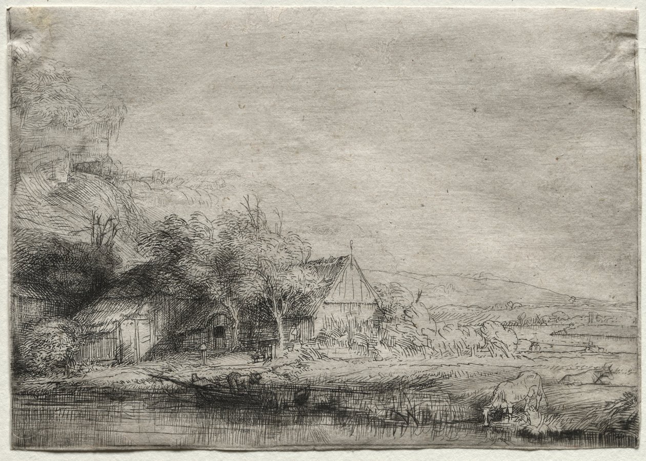 Táj egy tehénnel alkotó: Rembrandt van Rijn