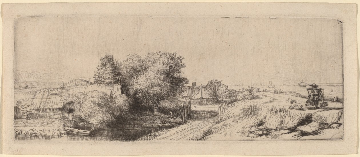 Táj egy tejesemberrel alkotó: Rembrandt van Rijn