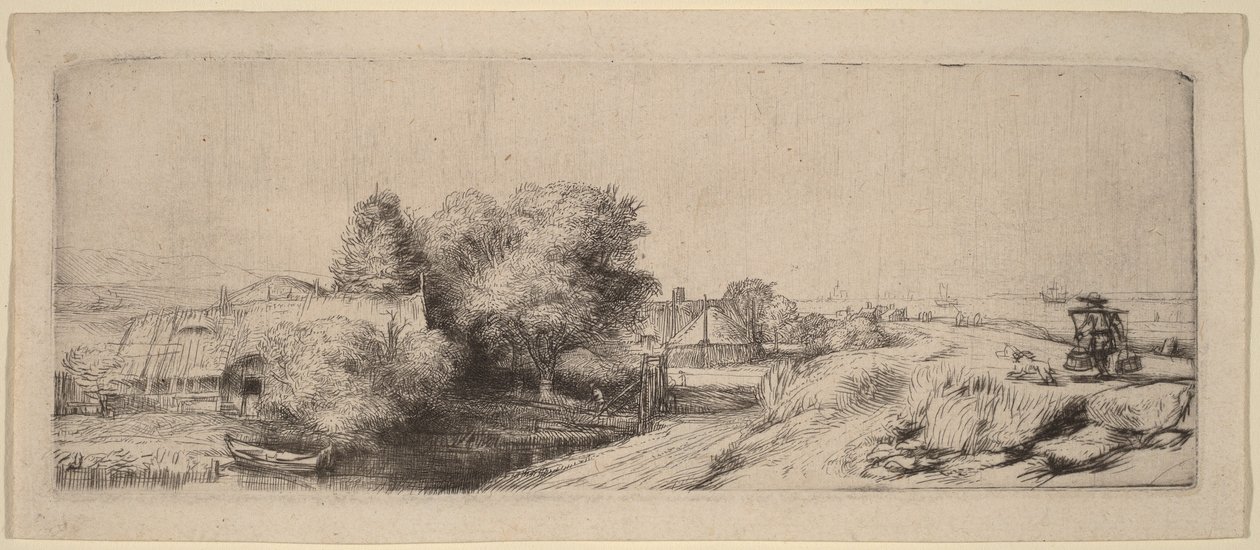 Tájkép a tejesemberrel alkotó: Rembrandt van Rijn