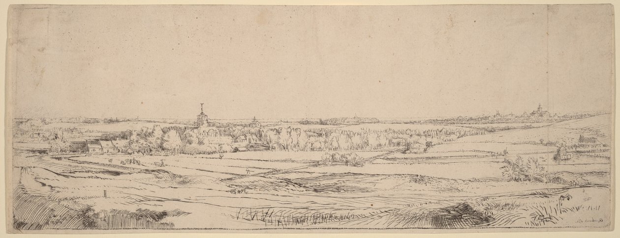 Tájkép Haarlem felé nézve (Az aranymérők mezője) alkotó: Rembrandt van Rijn
