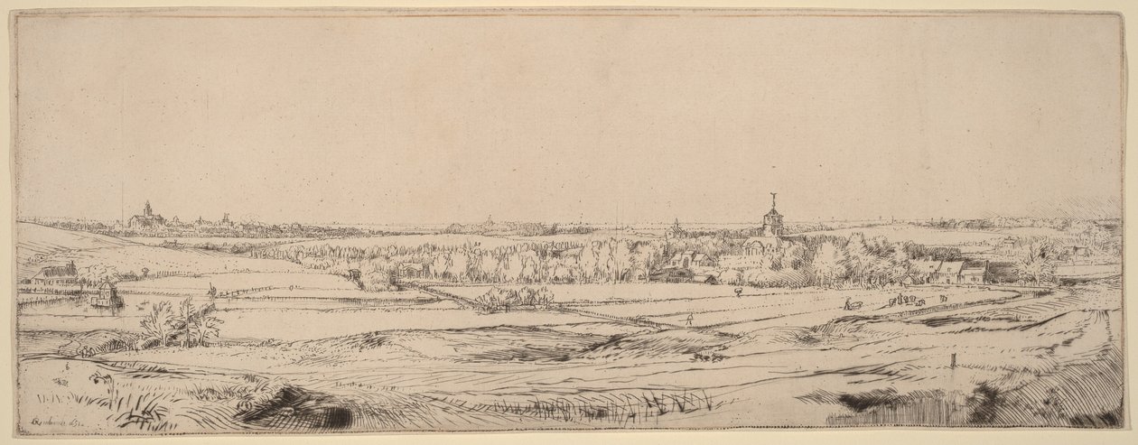 Tájkép Haarlem felé nézve (Az aranymérők mezője) alkotó: Rembrandt van Rijn