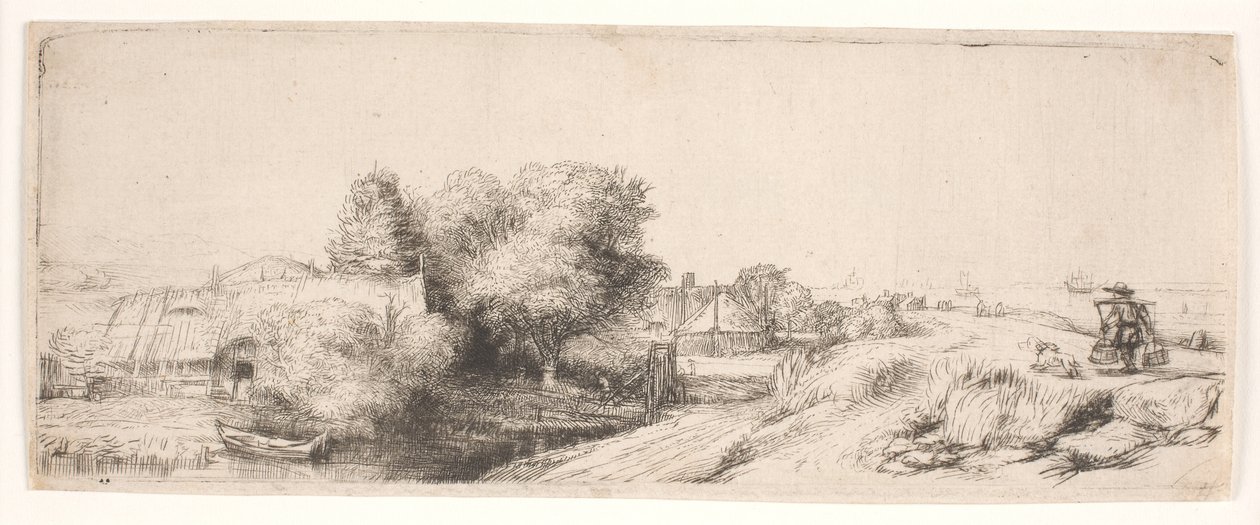 Tájkép a tejesemberrel alkotó: Rembrandt van Rijn