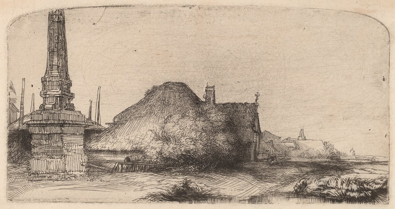 Táj obeliszktel, c. 1650. alkotó: Rembrandt van Rijn