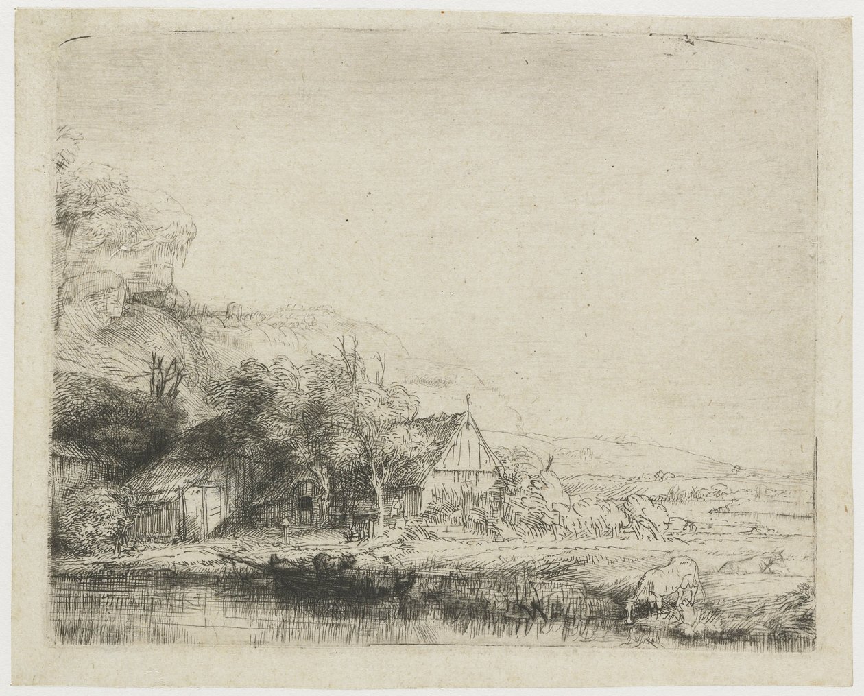 Tájkép ivó tehénnel alkotó: Rembrandt van Rijn