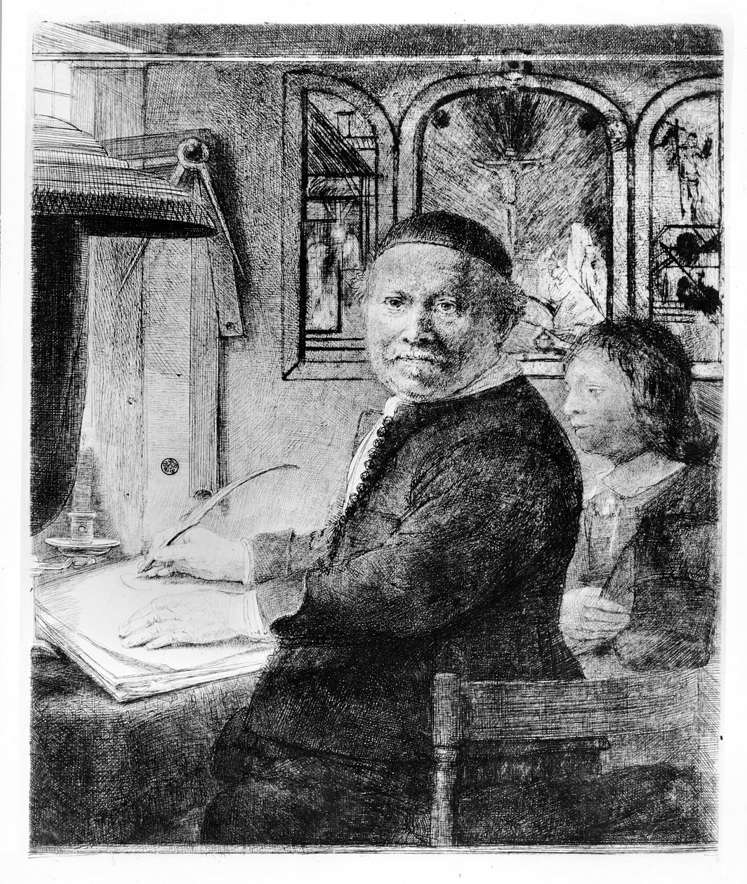 Lieven Willemsz van Coppenol, 1658 körül (rézkarc) alkotó: Rembrandt van Rijn