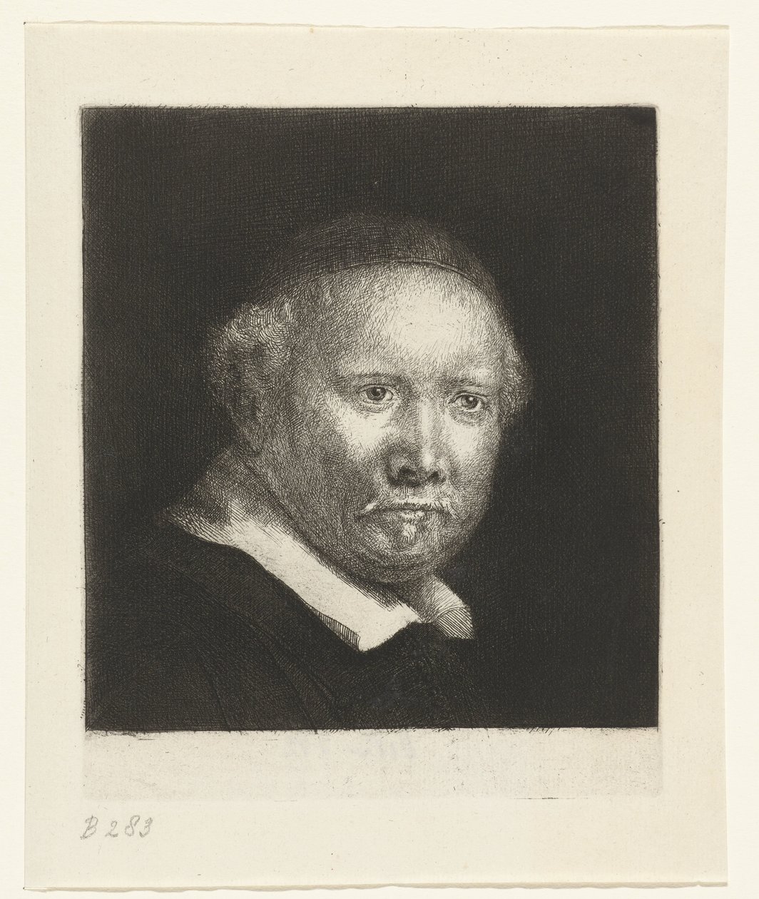 Lieven Willemsz. van Coppenol, írástanár: a nagyobb metszet alkotó: Rembrandt van Rijn