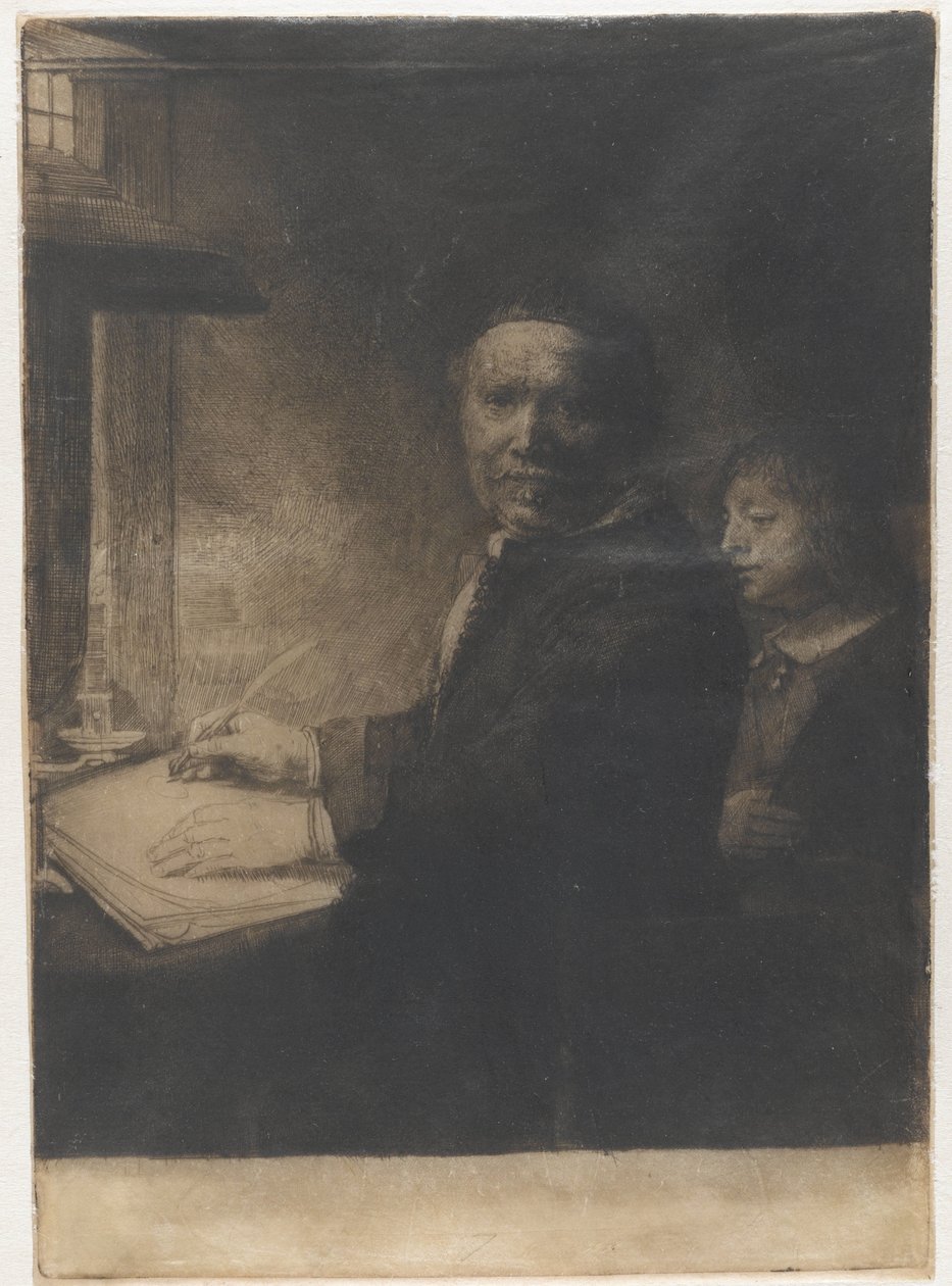 Lieven Willemsz. van Coppenol, írástanár: a kisebb táblakép alkotó: Rembrandt van Rijn