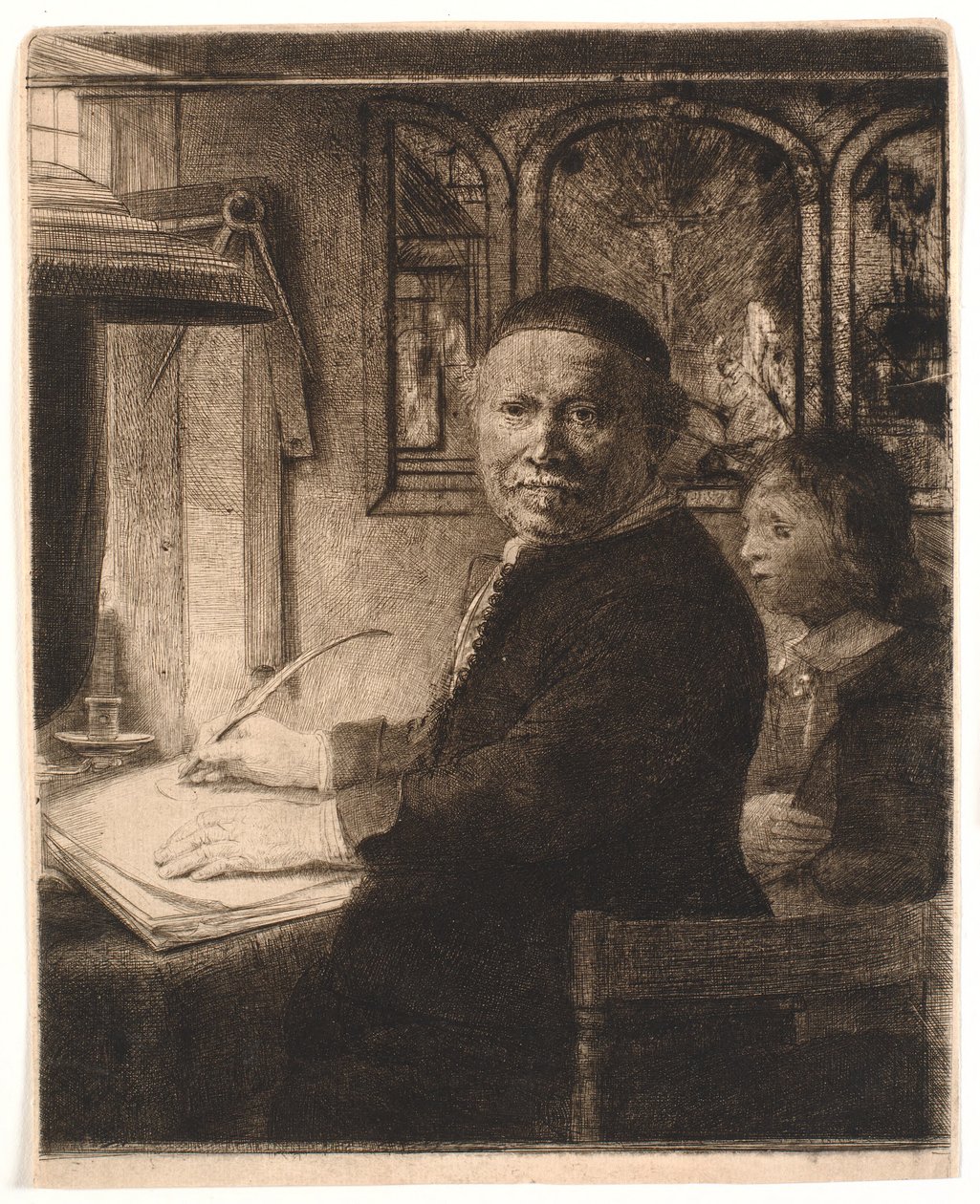 Lieven Willemsz van Coppenol, írómester: a kisebb tányér alkotó: Rembrandt van Rijn