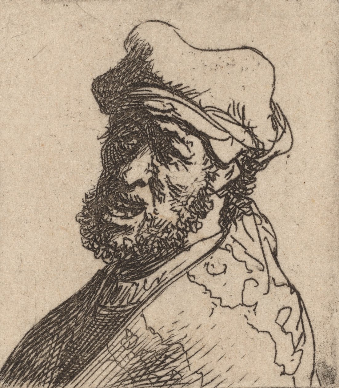 Kiáltó ember, Háromnegyed hátra, c. 16301631. alkotó: Rembrandt van Rijn