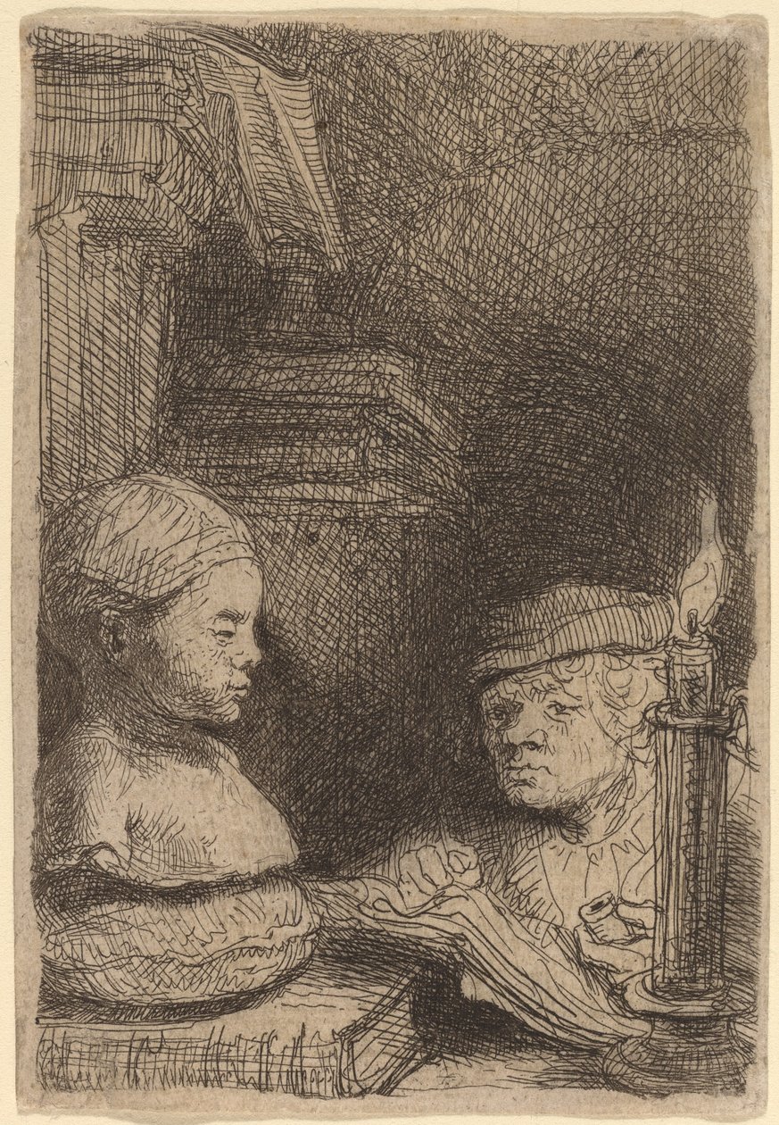 Férfi rajz egy öntött alkotó: Rembrandt van Rijn