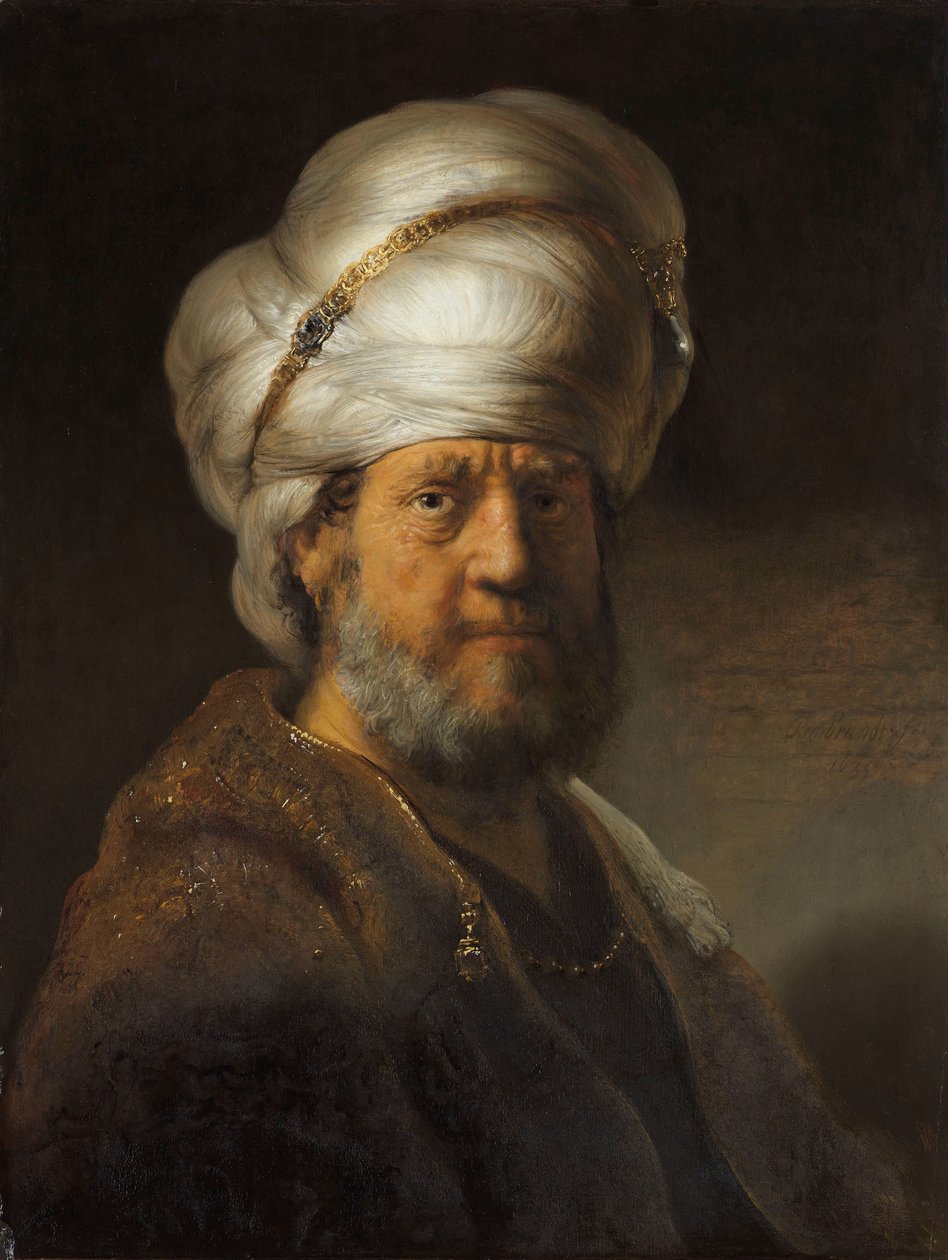 Férfi keleti ruhában Keleti ruhás férfi mellszobra alkotó: Rembrandt van Rijn