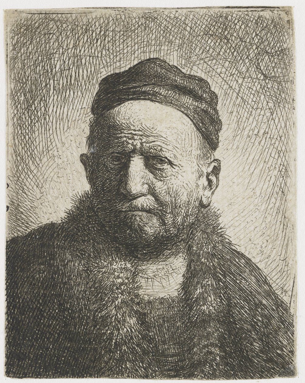 Férfi szoros sapkát viselő: mellszobor (a művész apja?) alkotó: Rembrandt van Rijn