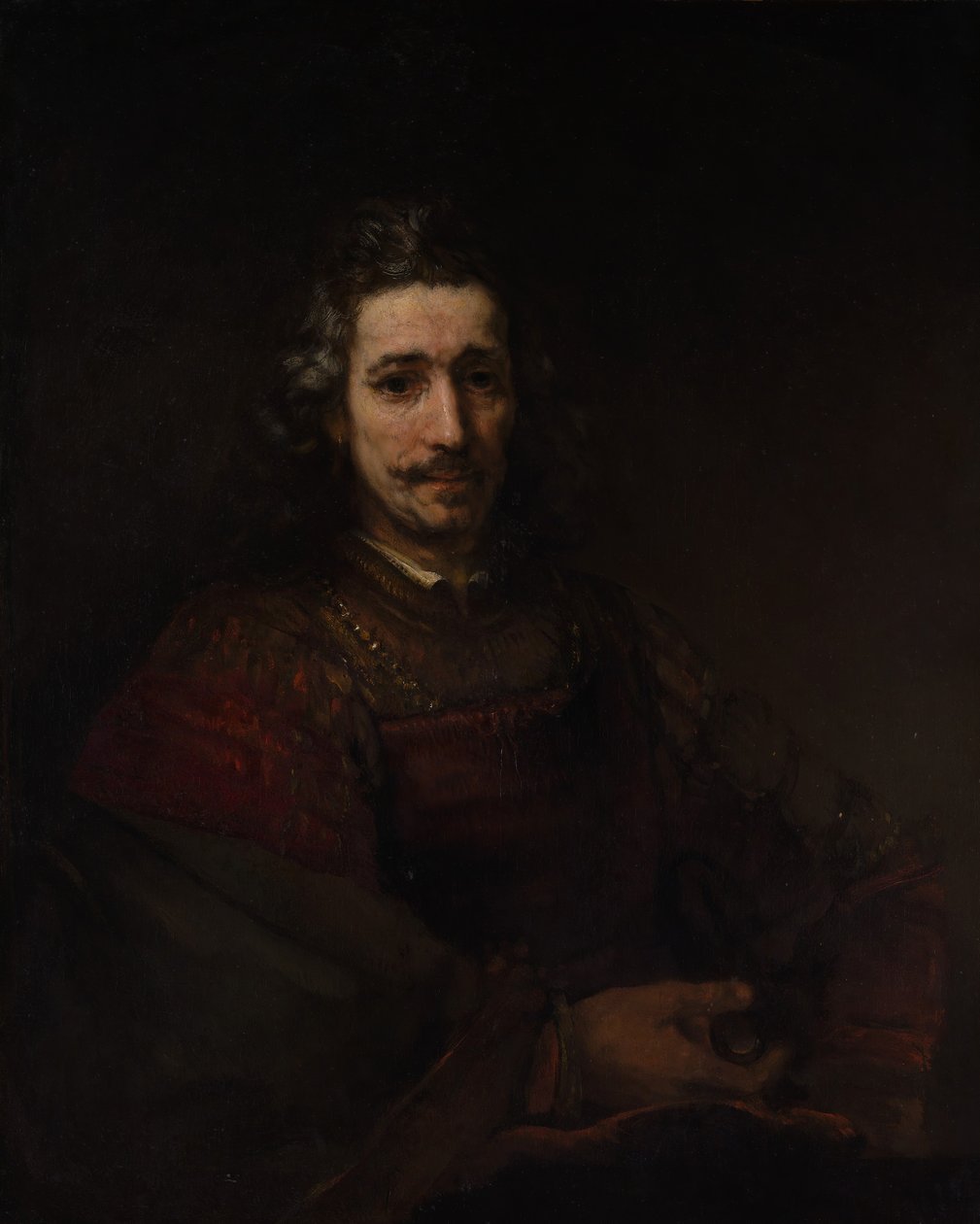 Férfi nagyítóval, 1660-as évek eleje. alkotó: Rembrandt van Rijn
