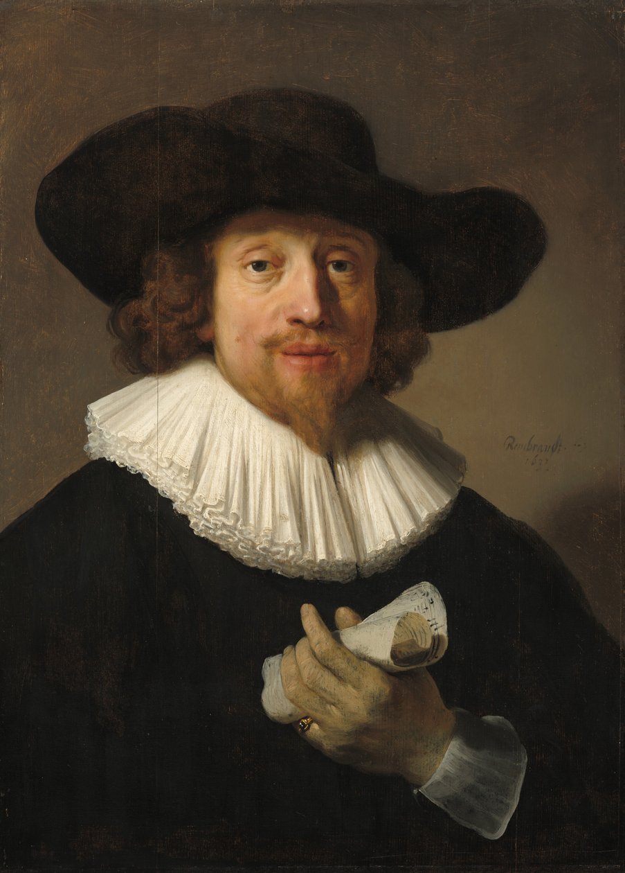 Férfi egy kotta alkotó: Rembrandt van Rijn