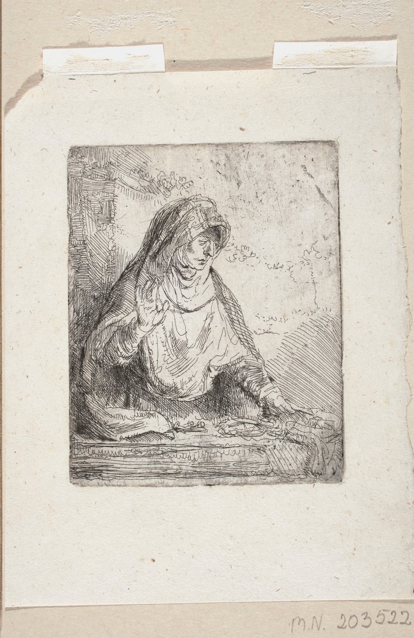 A Fájdalmas Szűz Mária a Krisztus szenvedésének eszközeivel alkotó: Rembrandt van Rijn