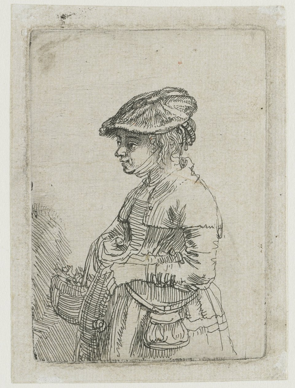 Kosárral rendelkező kislány alkotó: Rembrandt van Rijn