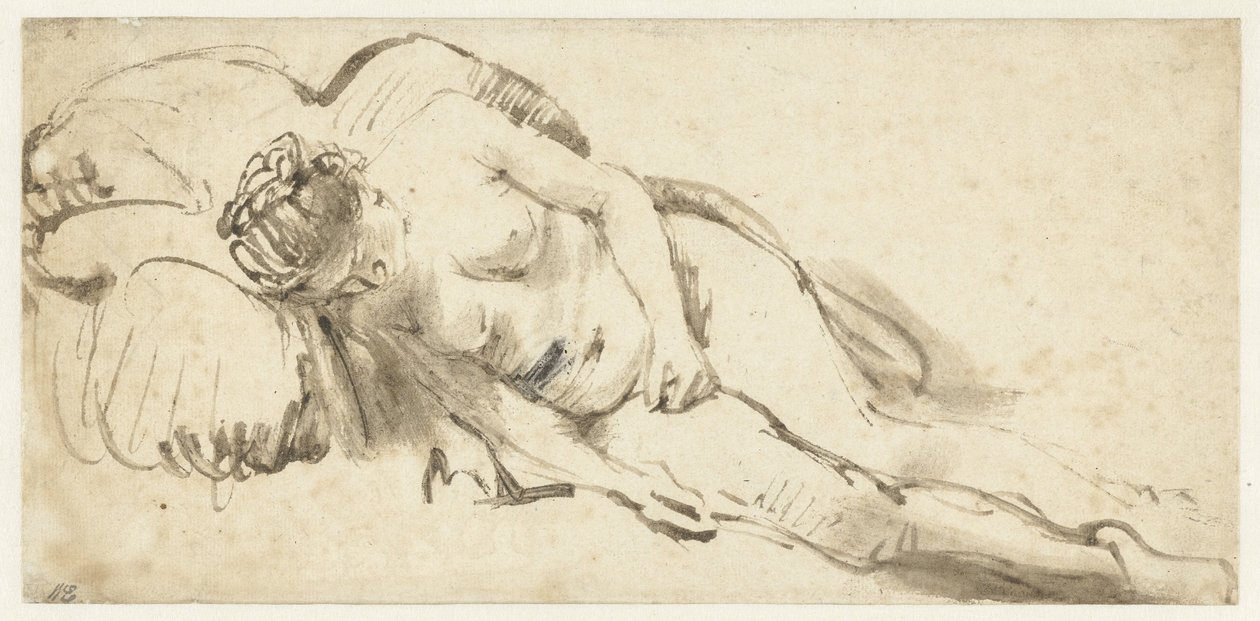 Párnára fekvő meztelen nő alkotó: Rembrandt van Rijn