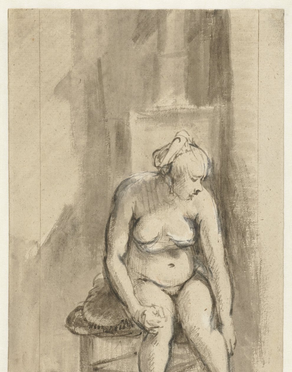 Meztelen nő a tűzhely mellett ül Meztelen nő, tűzhely mellett ülve alkotó: Rembrandt van Rijn