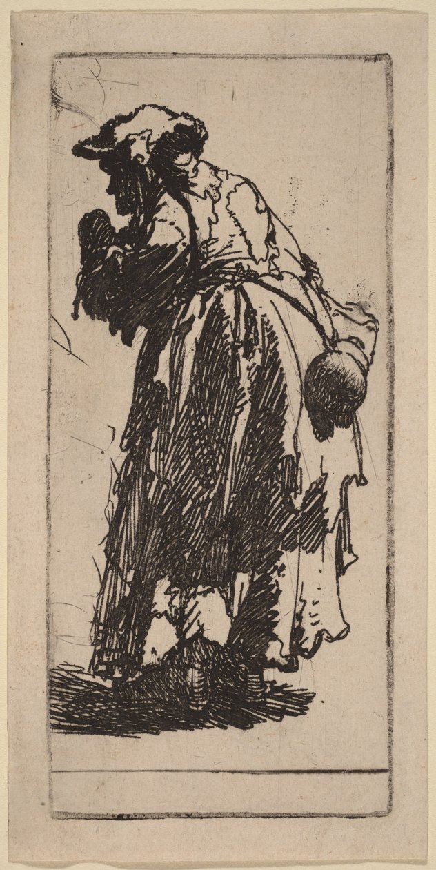 Öreg koldusasszony tökkel a kezében alkotó: Rembrandt van Rijn