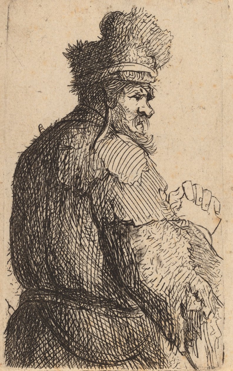 Öreg ember hátulról nézve, profil jobbra, c. 1631. alkotó: Rembrandt van Rijn