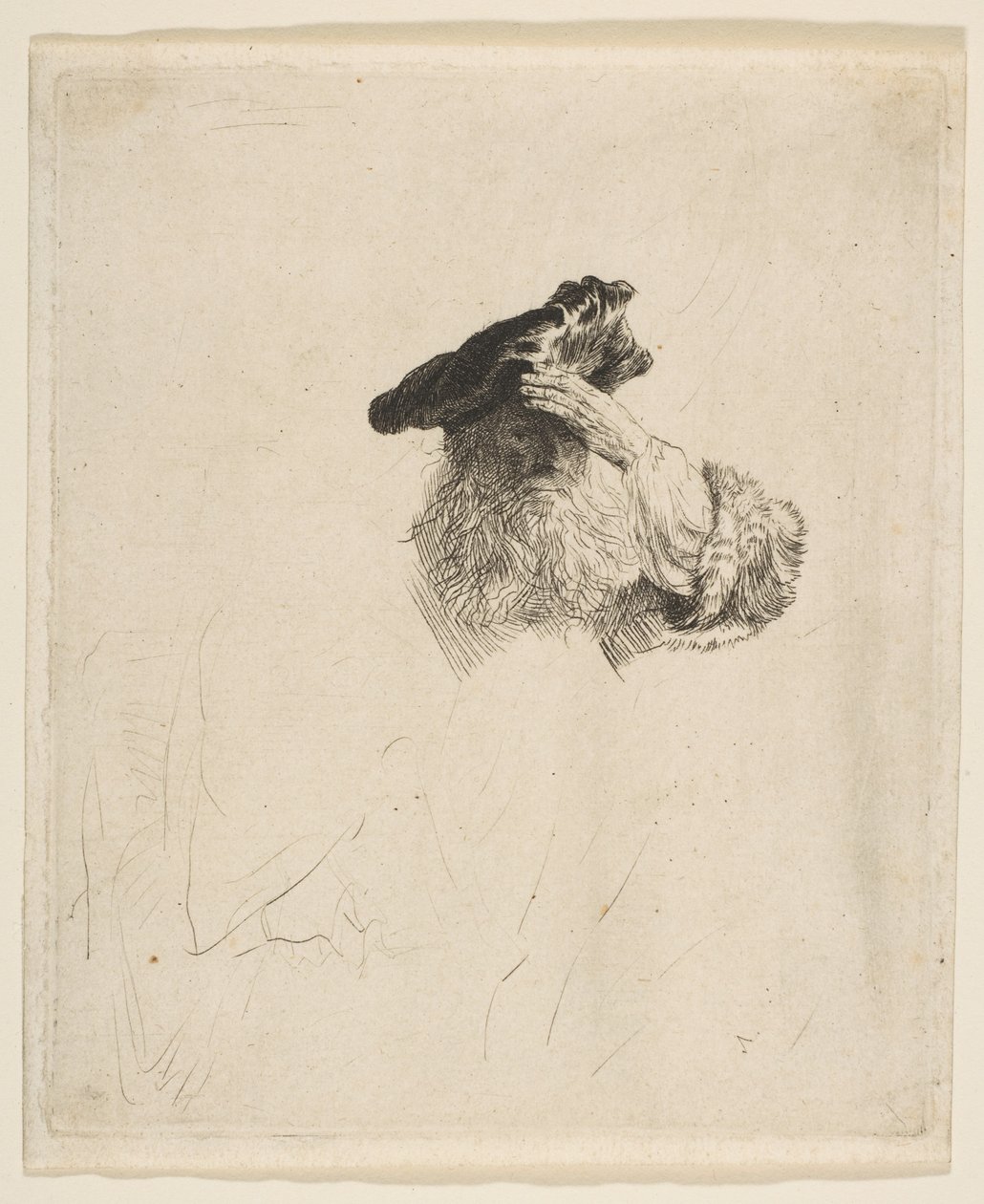 Öreg, aki árnyékolja a szemét a kezével, kb. 1639. alkotó: Rembrandt van Rijn