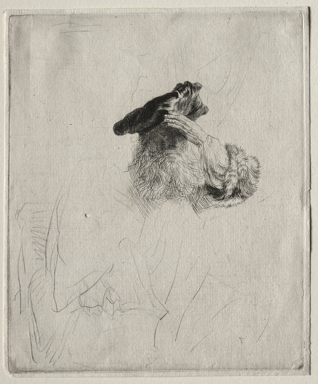 Szemét kezével árnyékoló öregember c. 1639. alkotó: Rembrandt van Rijn