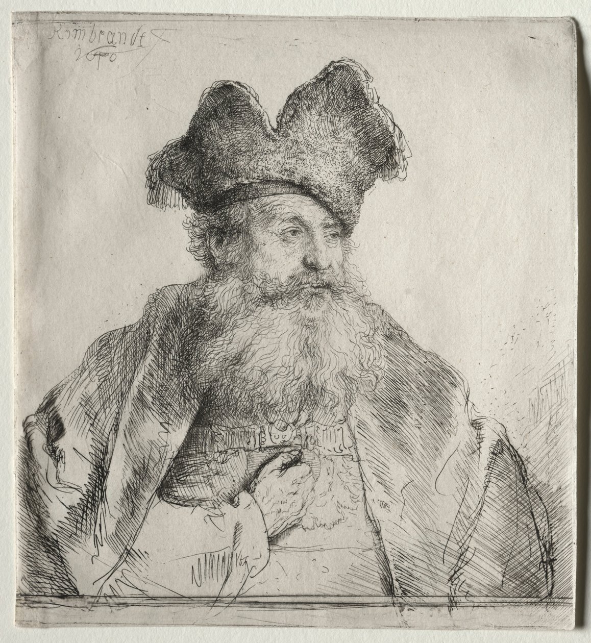 Öreg ember osztott szőrsapkával, 1640. alkotó: Rembrandt van Rijn