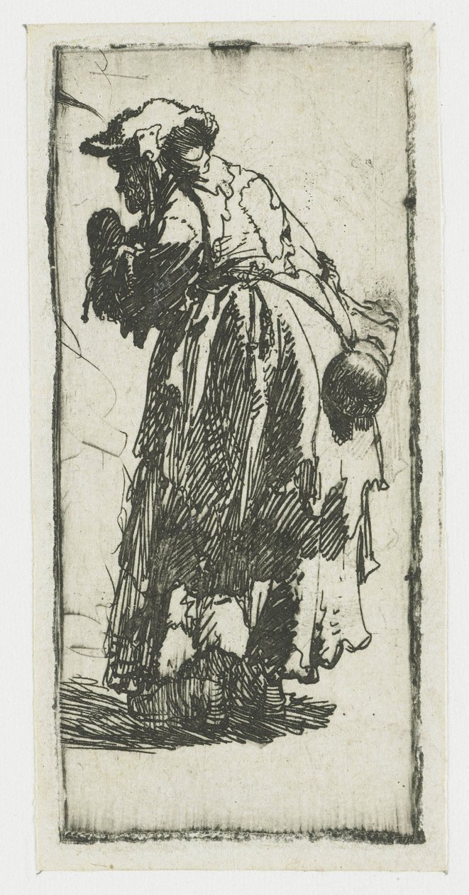 Egy tököt tartó idős koldusasszony alkotó: Rembrandt van Rijn