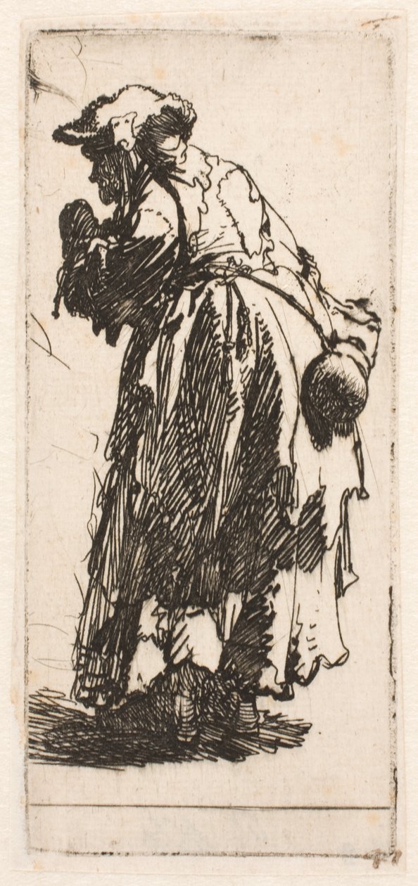 Egy tököt tartó idős koldusasszony alkotó: Rembrandt van Rijn