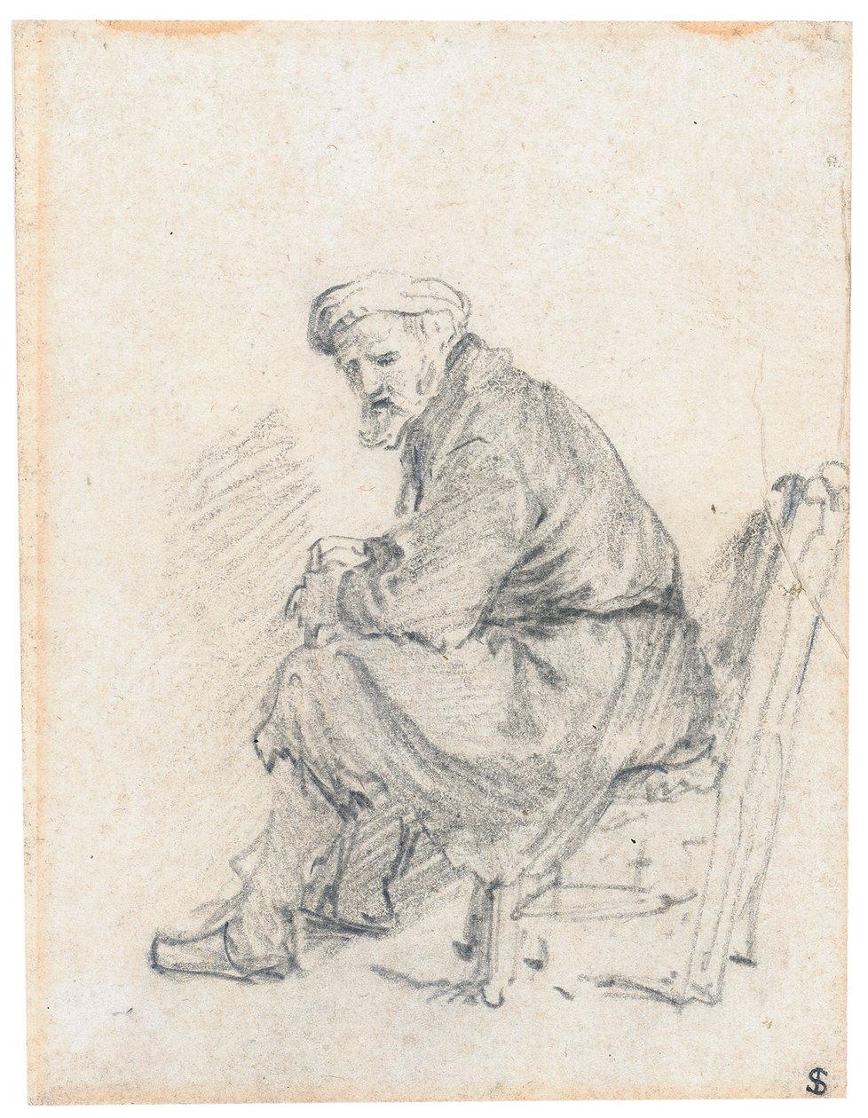 Öreg turbános, profilban ülve, balra fordulva alkotó: Rembrandt van Rijn