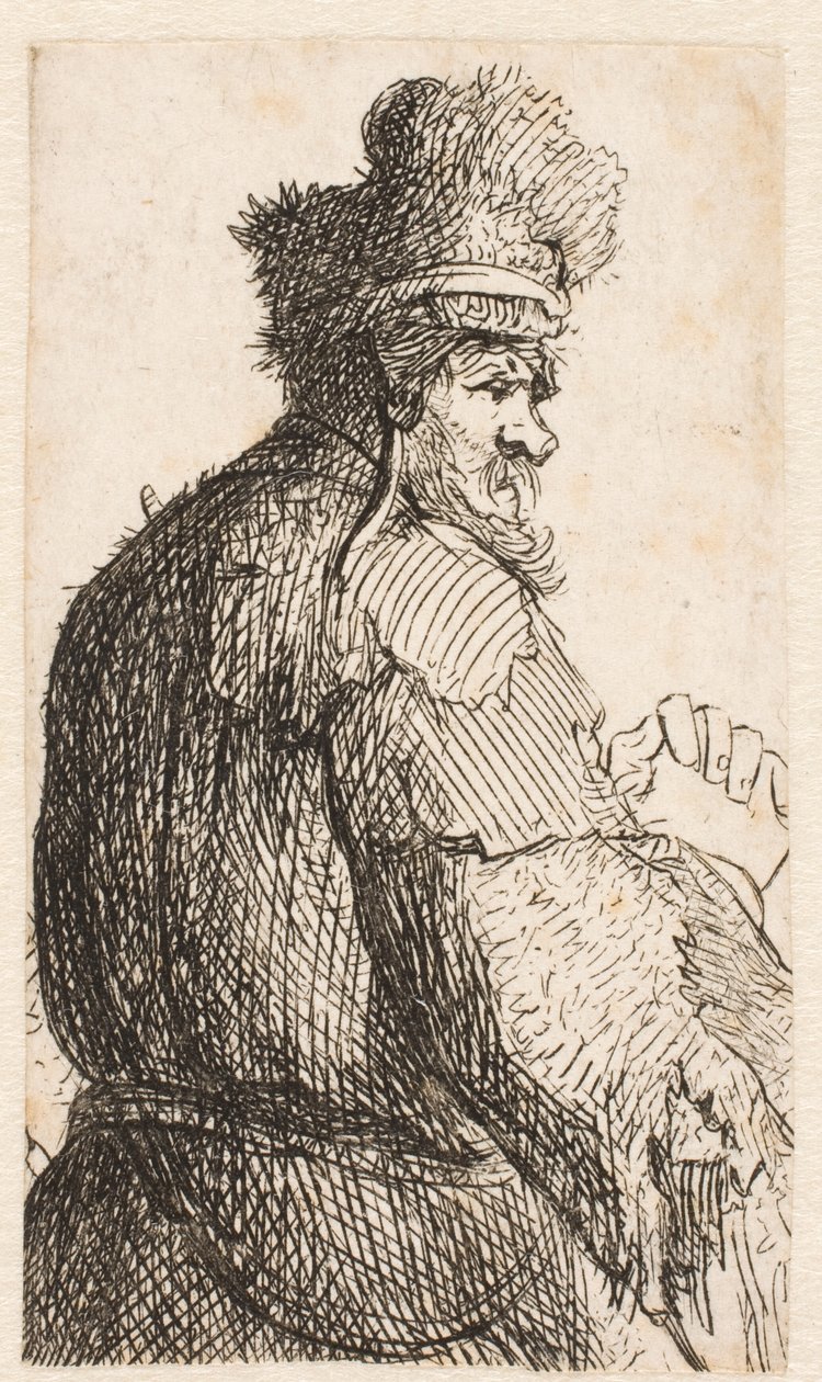 Öregember hátulról nézve: profil jobbra: félalak alkotó: Rembrandt van Rijn