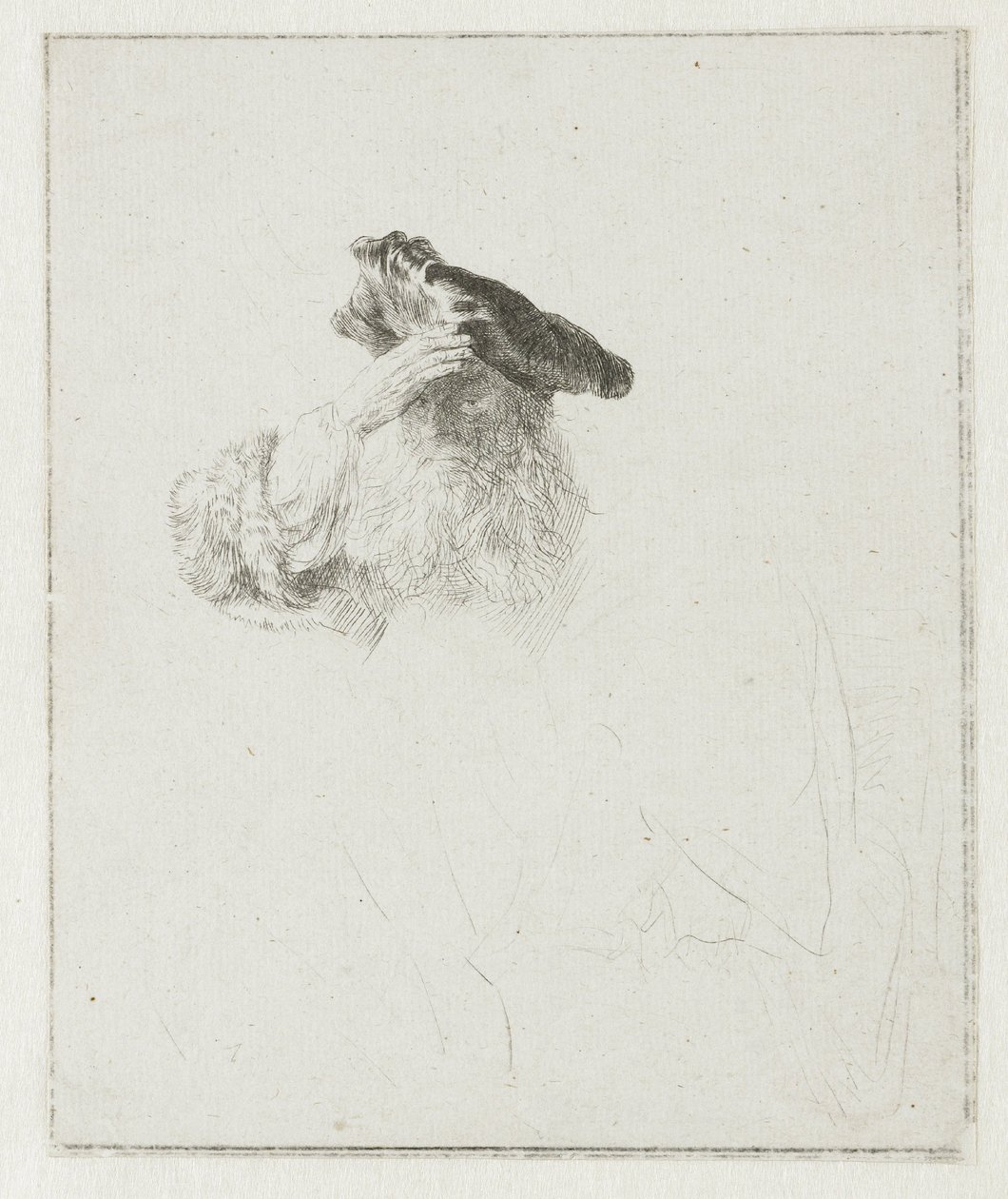 Egy idős férfi, aki kezével árnyékolja a szemét alkotó: Rembrandt van Rijn